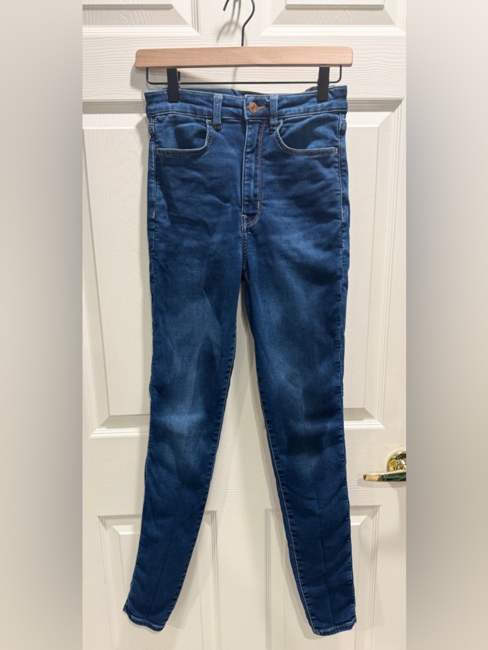 American Eagle Highest Rise Jegging Size 6 X-Long Dark Wash  Skinny Jeans - Picture 2 of 10